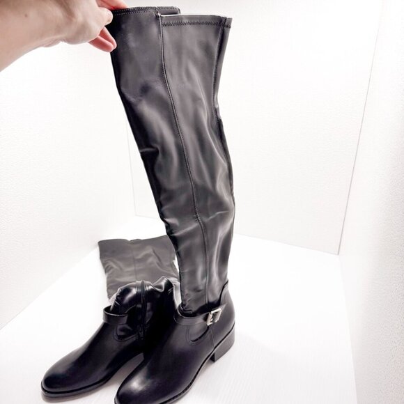 DV Dolce Vita Elyse Black Over The Knee Boots Womens 7.5 Block Heel Riding Style - Picture 6 of 10